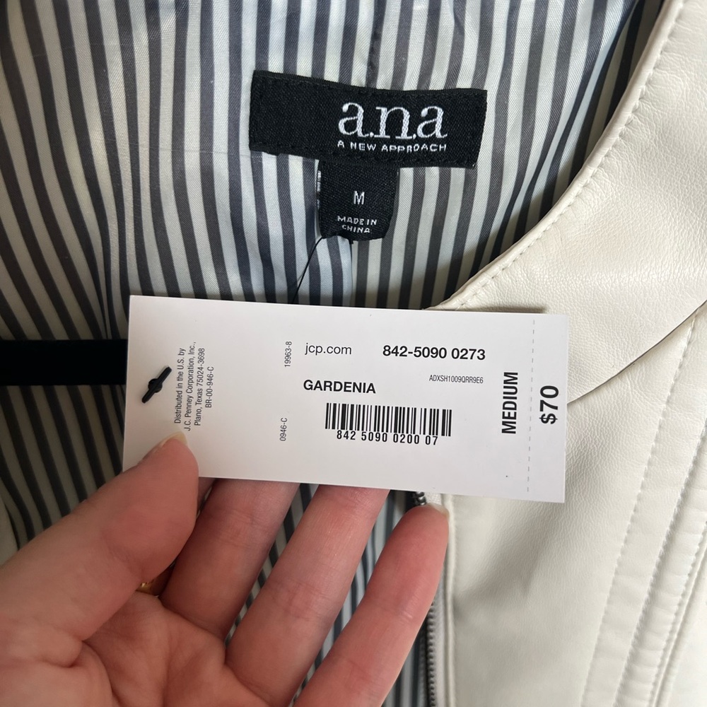 a.n.a Cream Faux Leather Moto Jacket - Picture 3 of 6